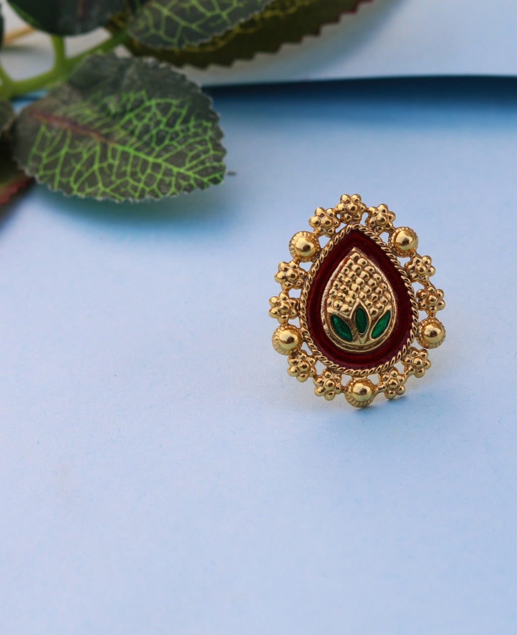 Red enamel handmade ring