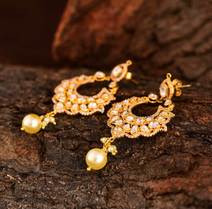 Moissanite diamond chand hoops