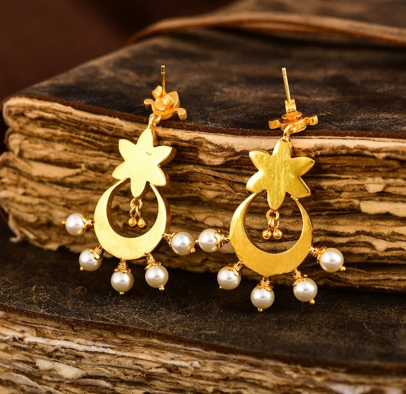Chand hoops jadau with pearls