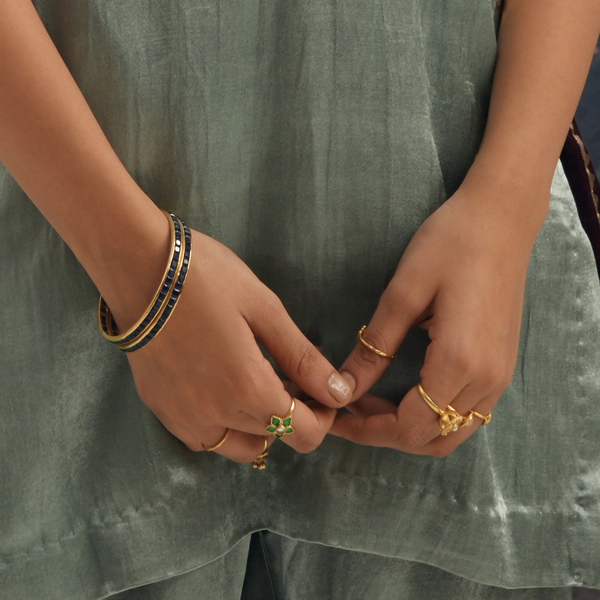 Blue Quartz Gold Sleek Bangle