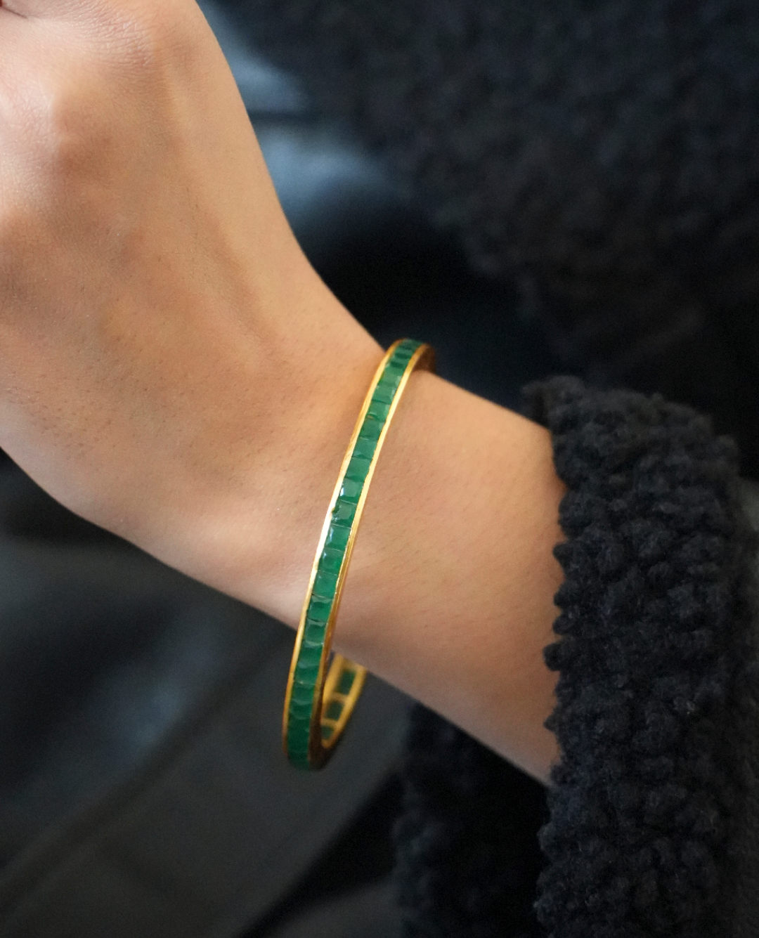 Chonki bangle in Green Crystal