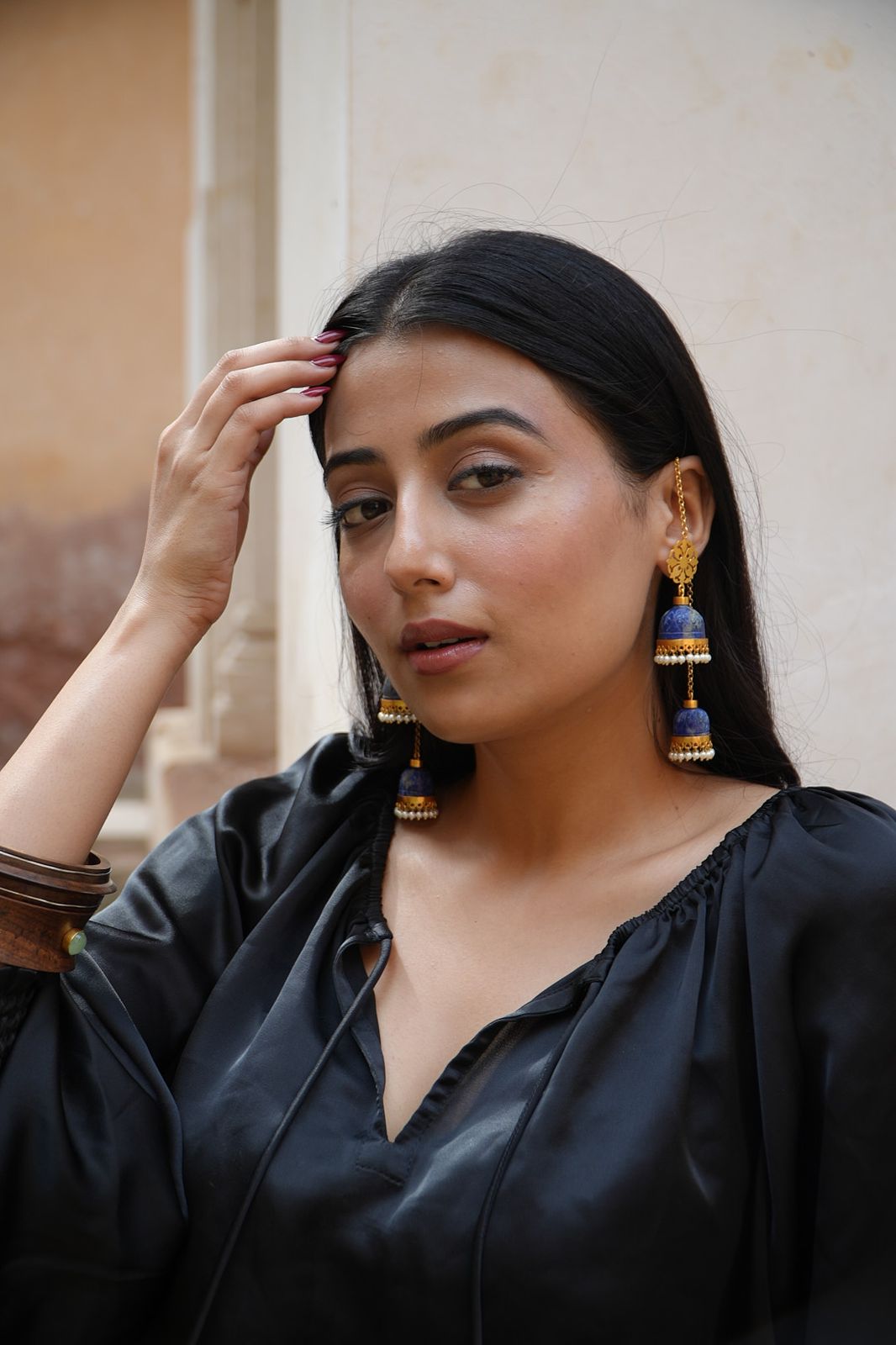 Lapis Stone Kashmiri Jhumka