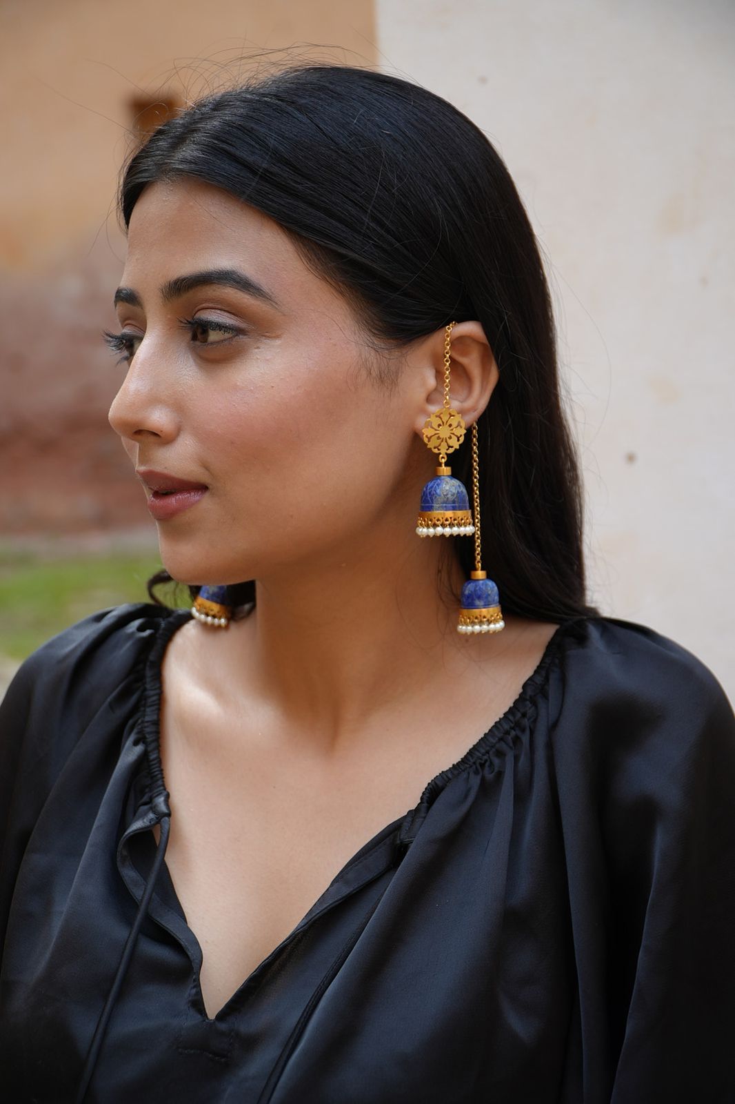 Lapis Stone Kashmiri Jhumka