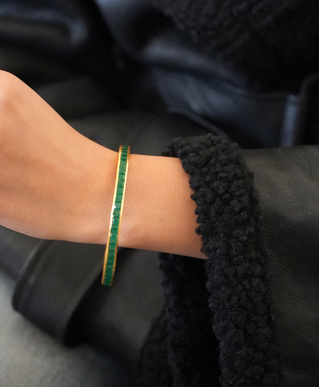 Chonki bangle in Green Crystal