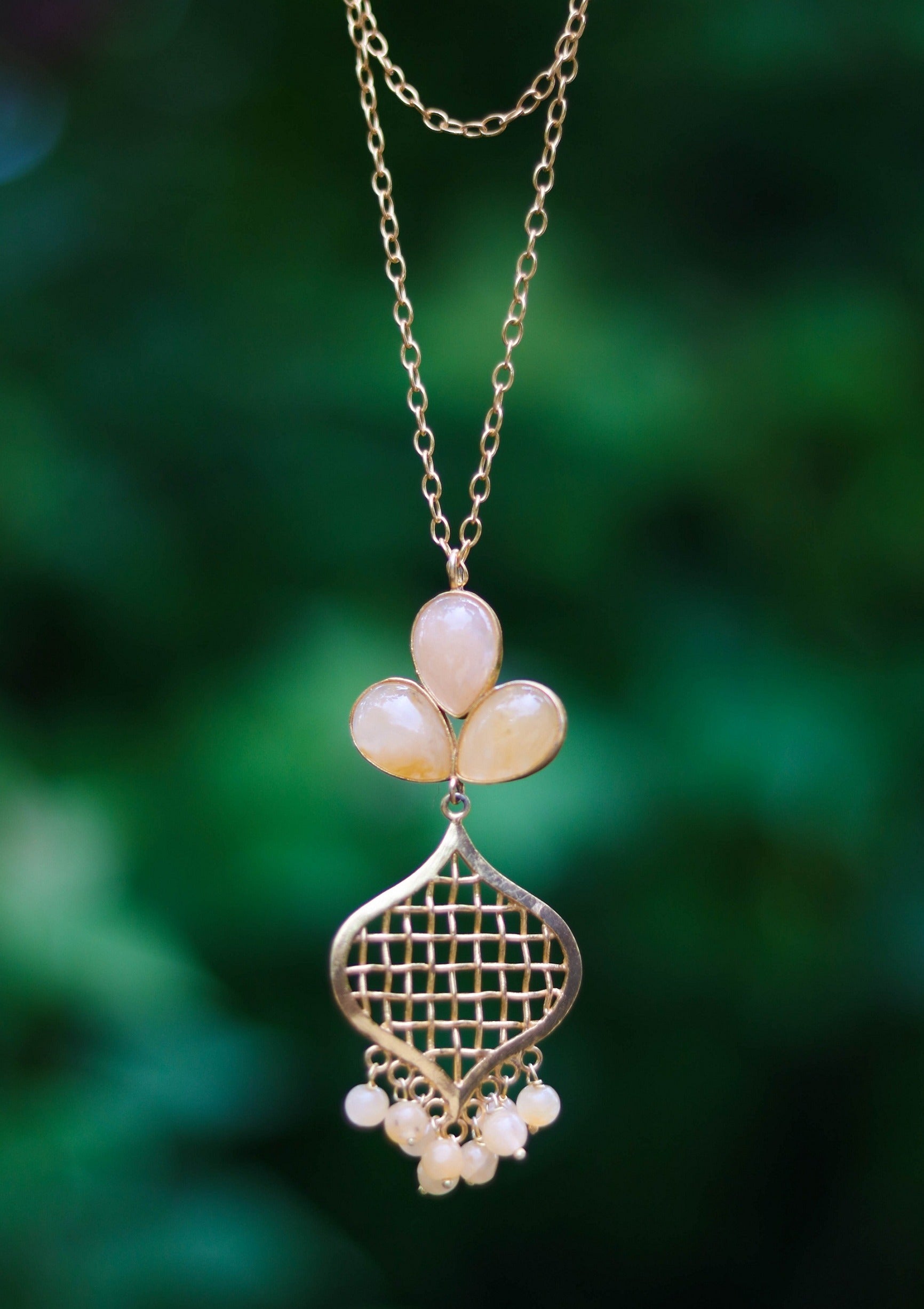 Gold Filled Filigree Pendant Chain Necklace