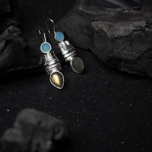 Labro aqua silver earrings