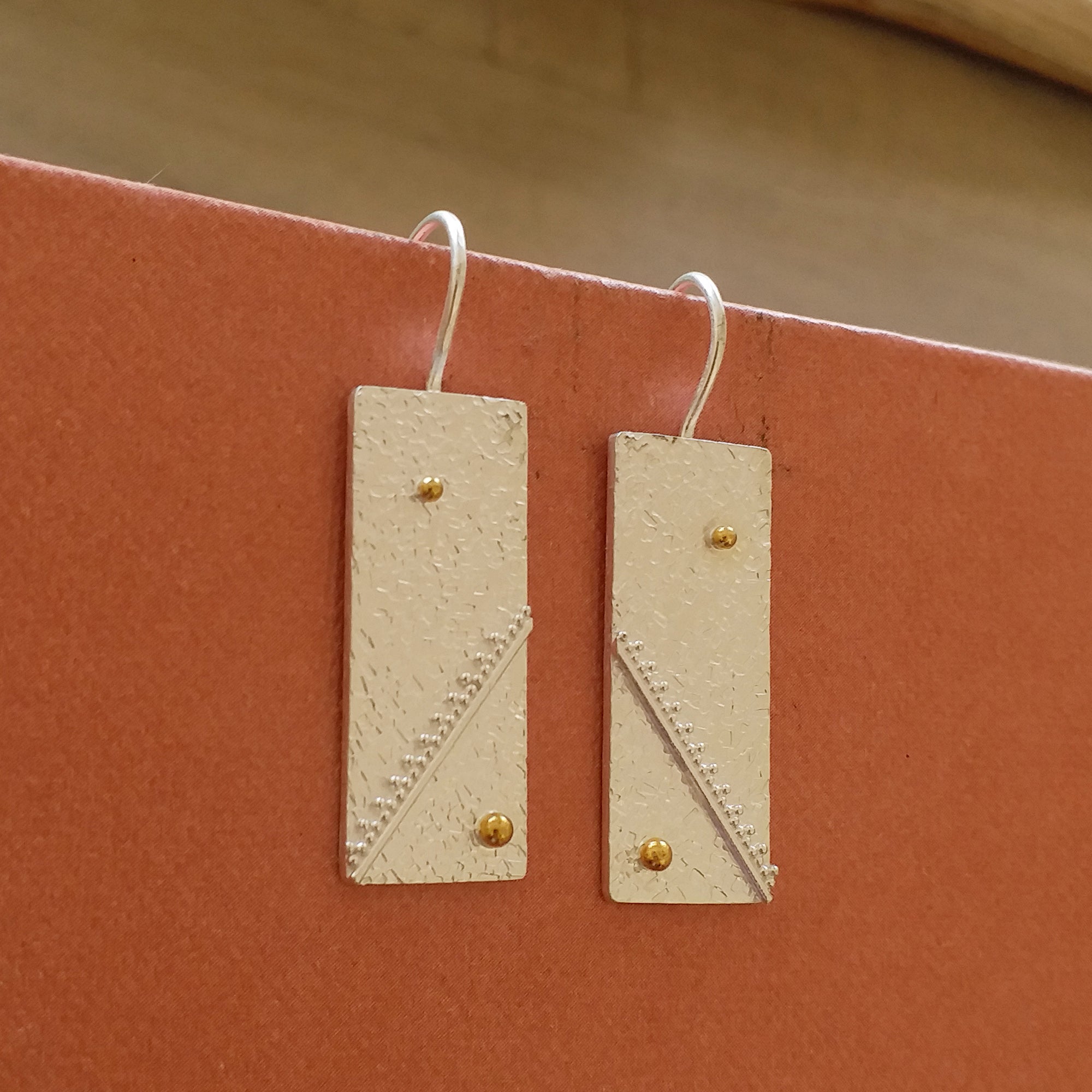 Sterling Silver Rectangle Hook Earrings