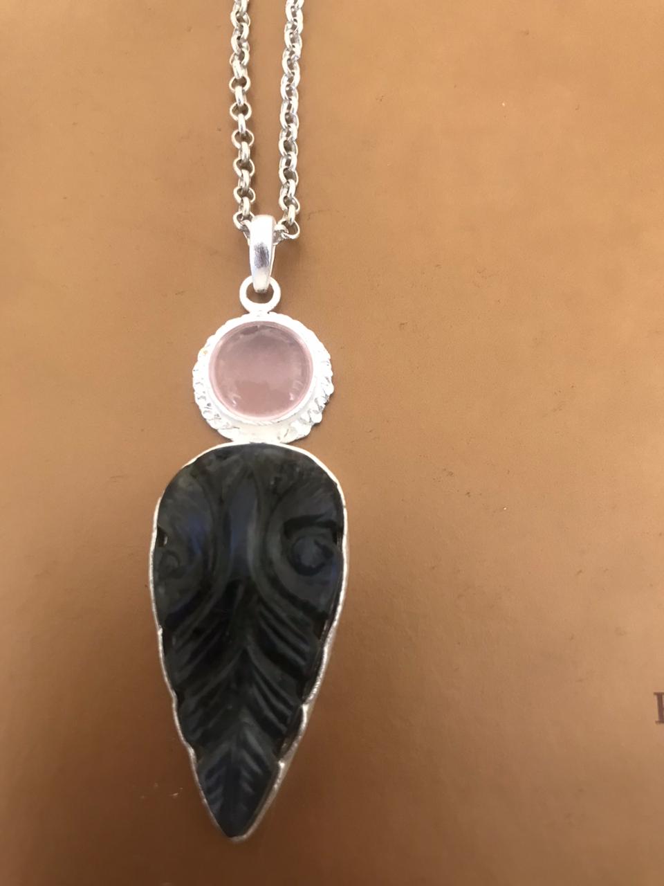 Hand Carved Labradorite Pendant Necklace