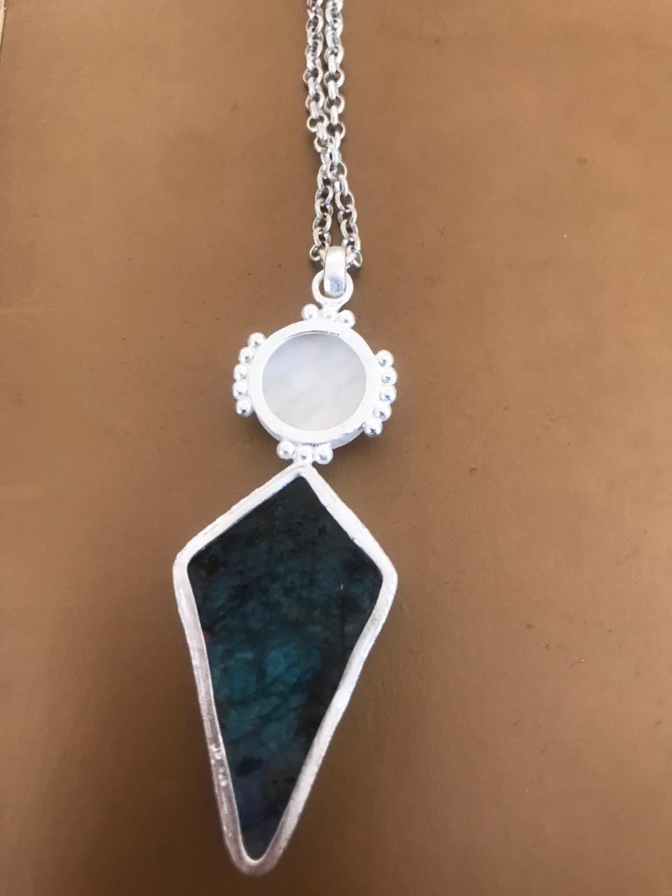 Beautiful Carved Labradorite Pendant Necklace