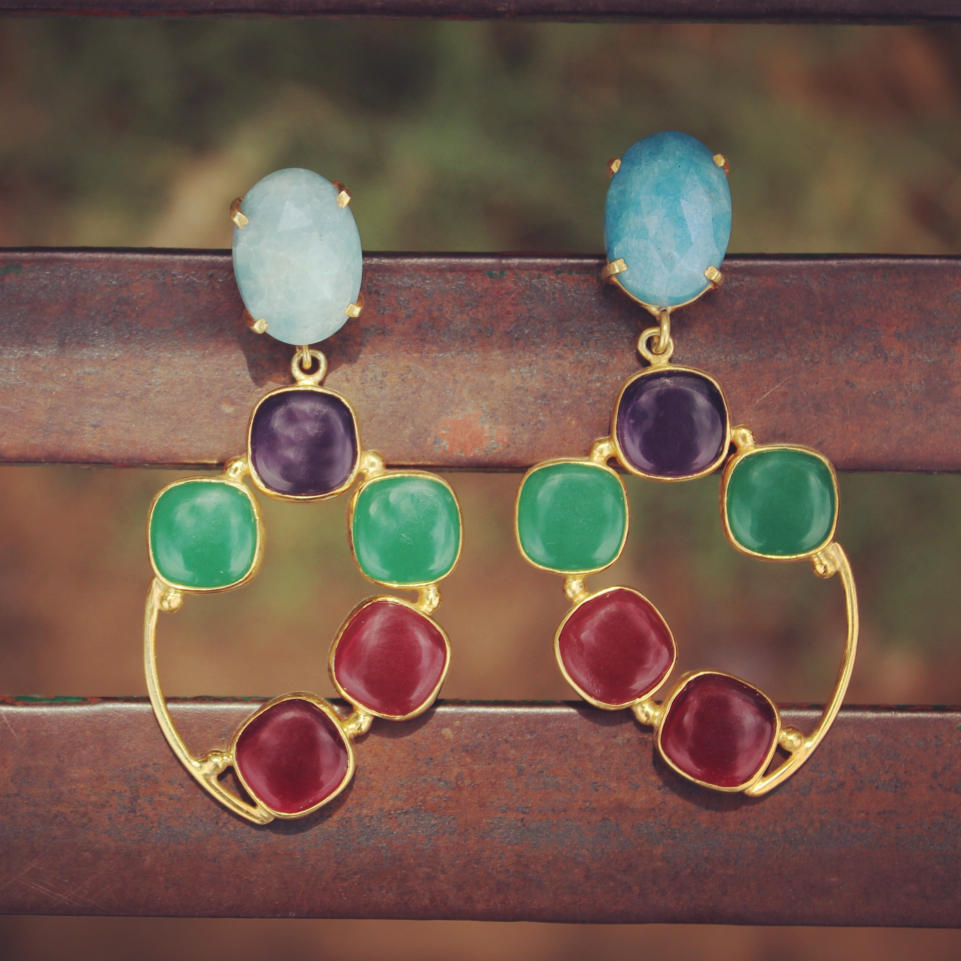Multi Gemstone Gold Filled Earrings