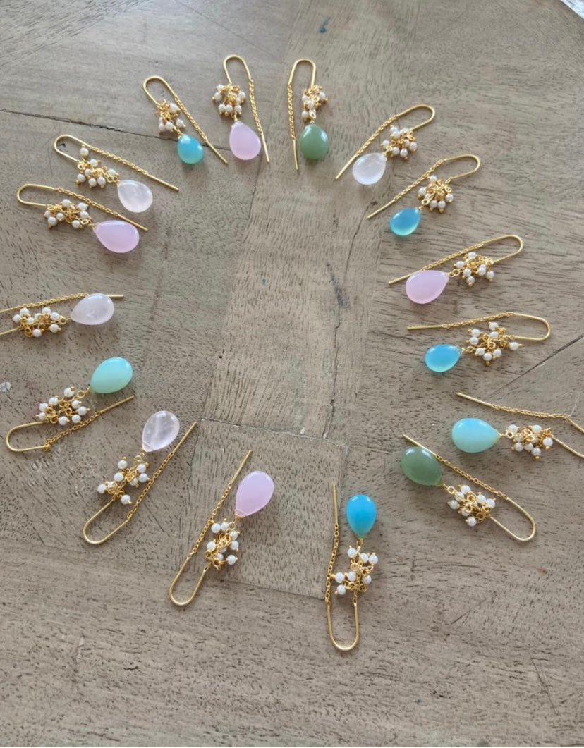 Threader earrings with pearls