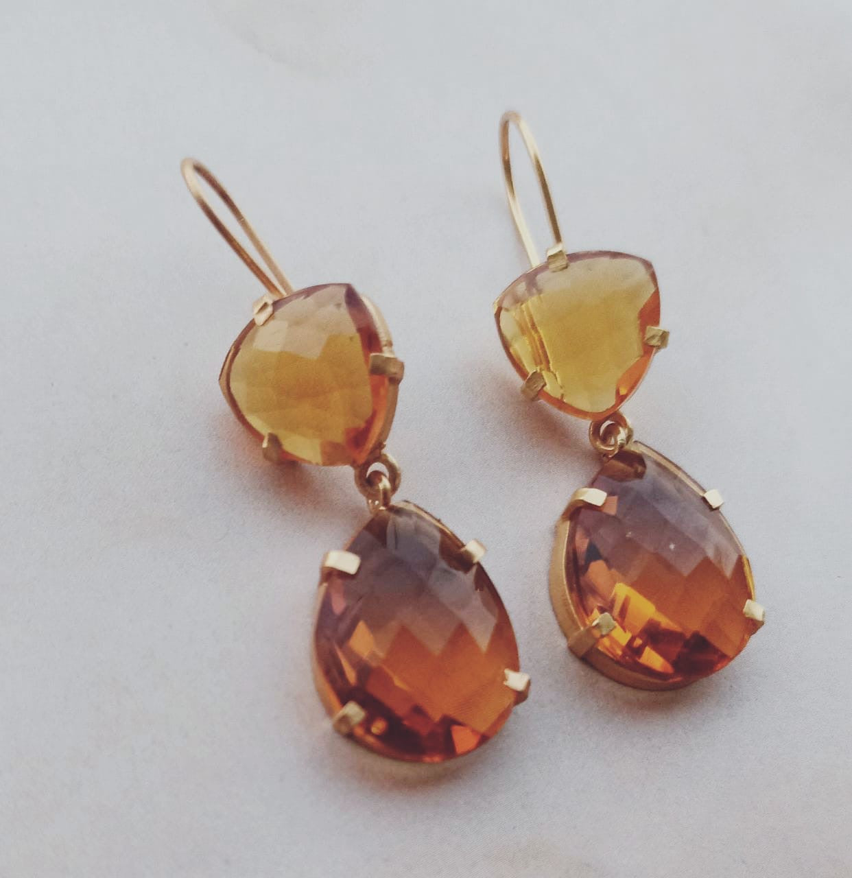 Yellow trillion earrings