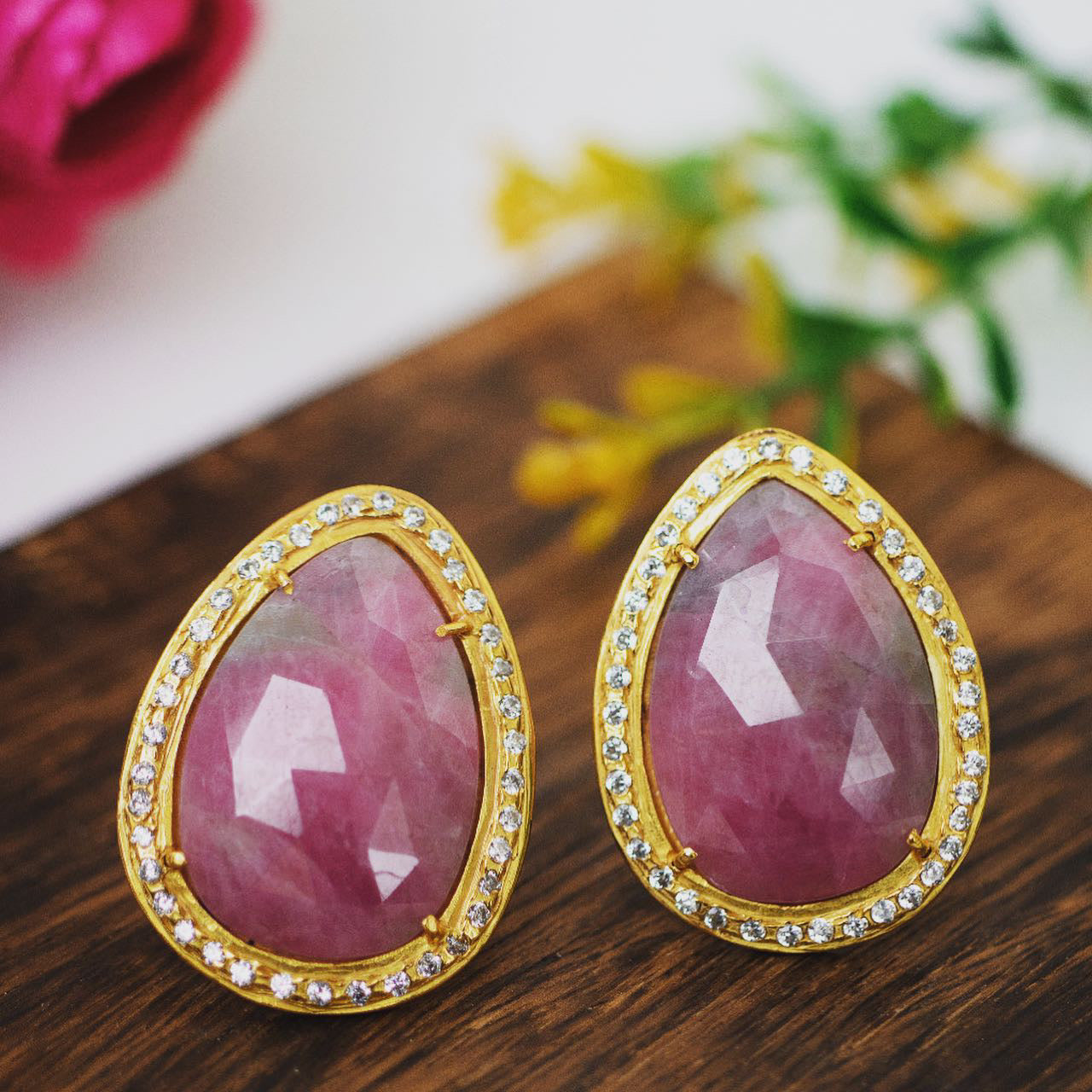 Sapphire silver earrings