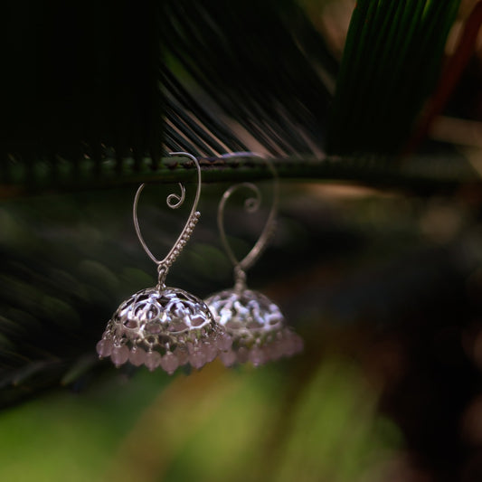 Silver jhumka with rose