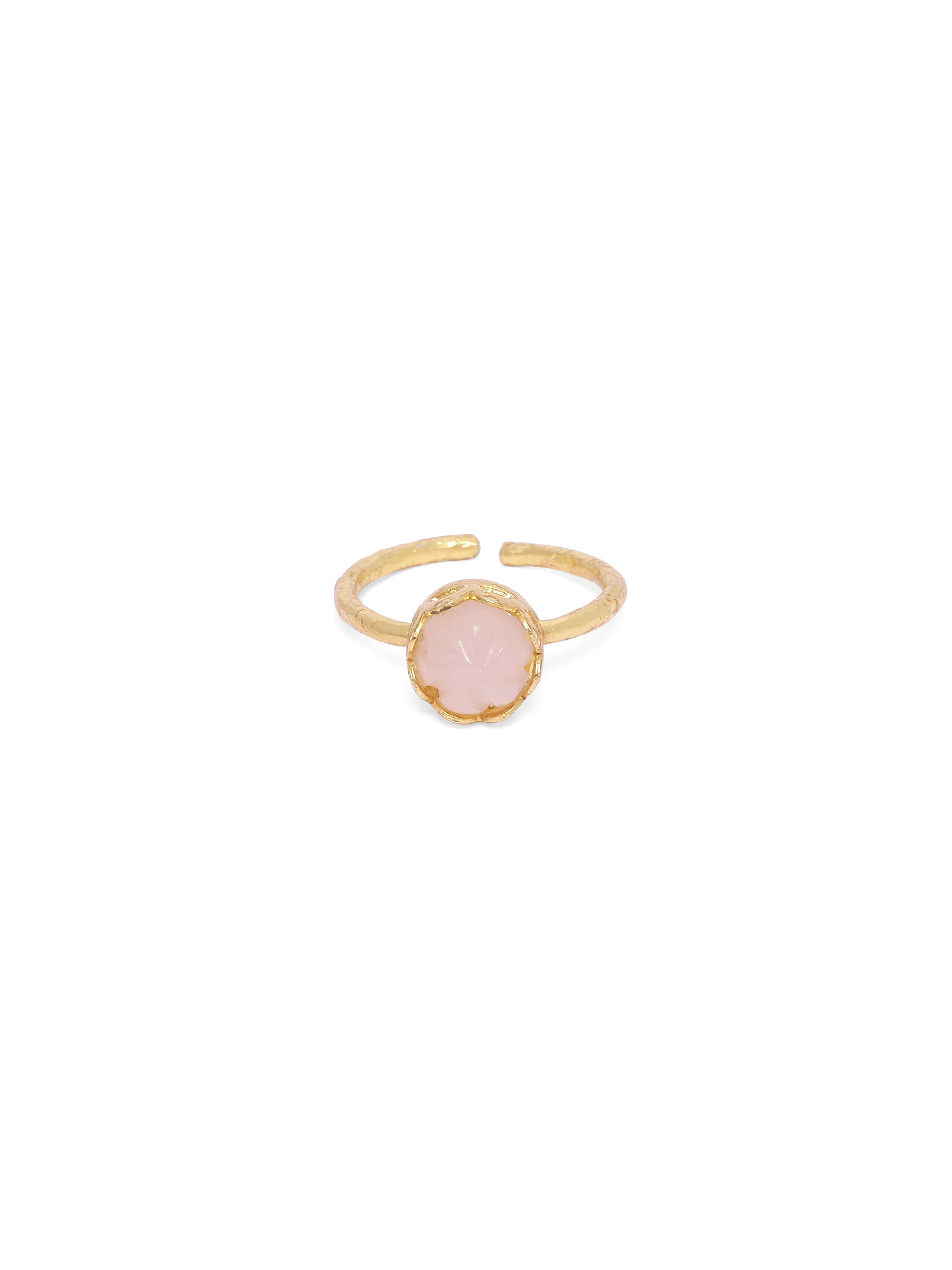 92.5 Sterling Silver handcrafted Anupriya Ring, dipped in 1 micron Gold plating with Melon carved stone.