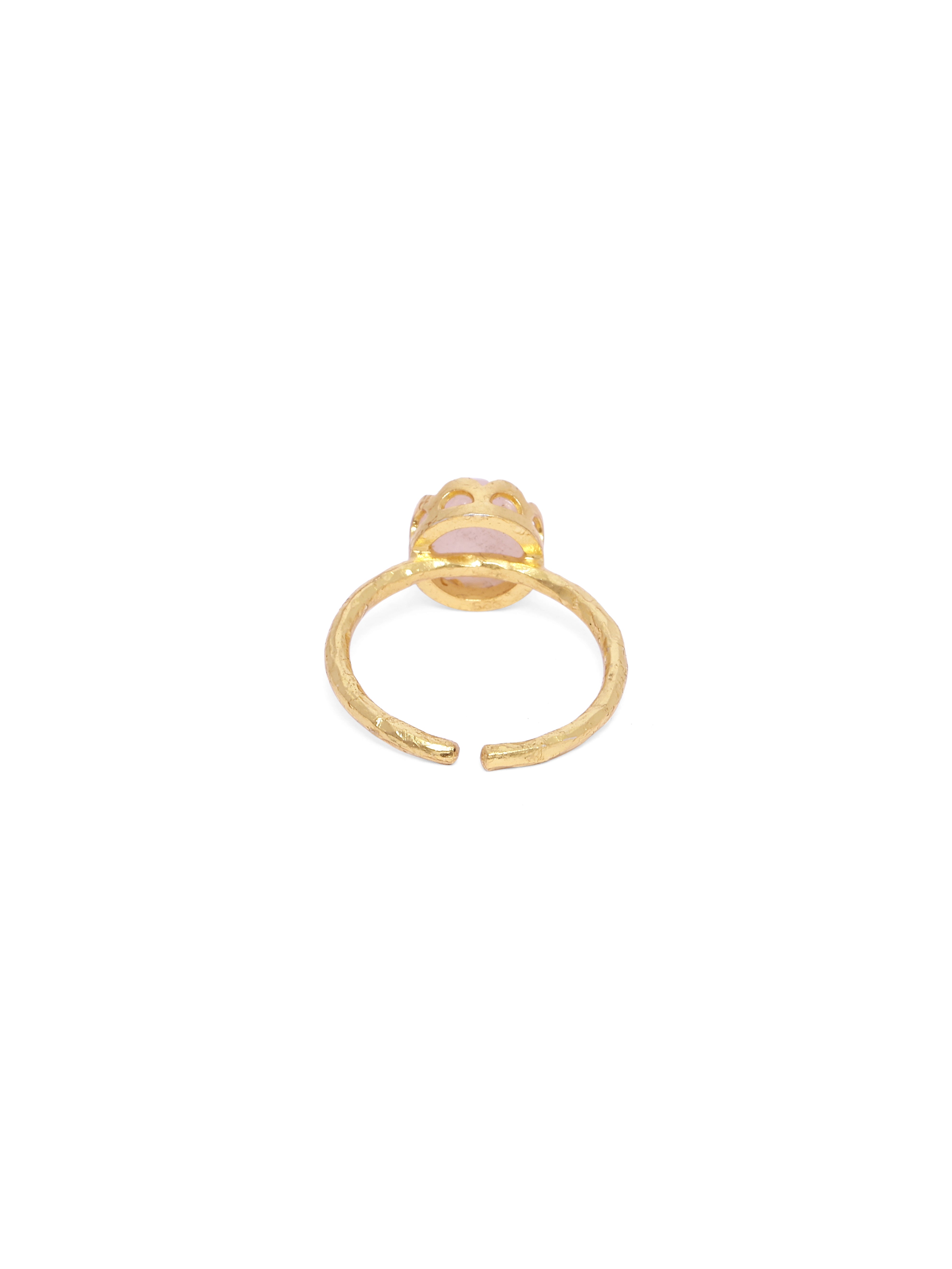 92.5 Sterling Silver handcrafted Anupriya Ring, dipped in 1 micron Gold plating with Melon carved stone.