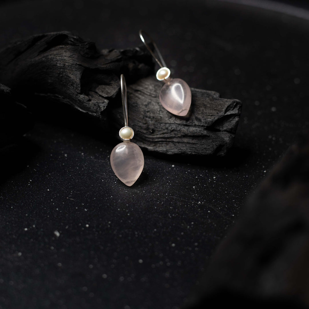 Rose Quartz Pearl Earrings