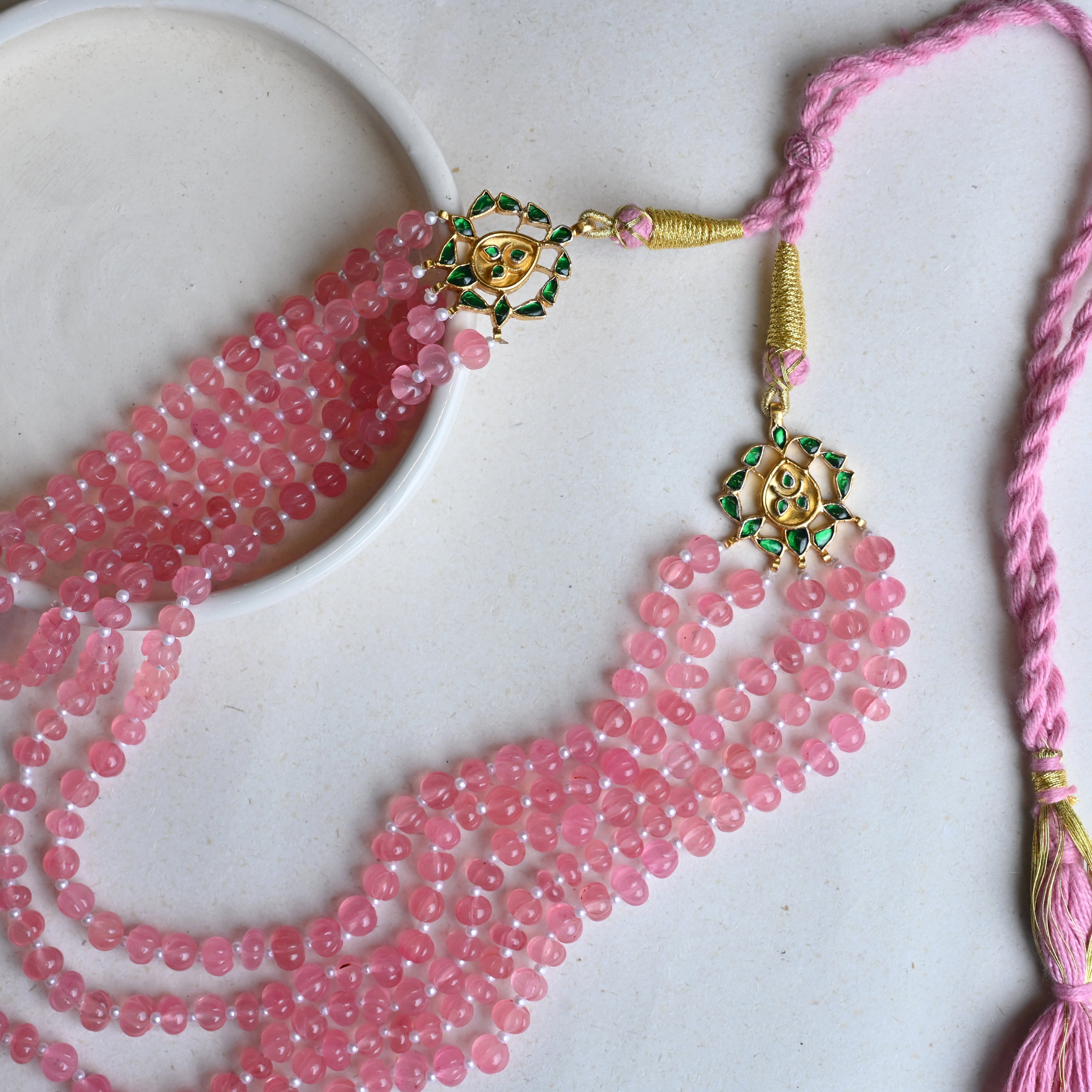 Pink beads necklace