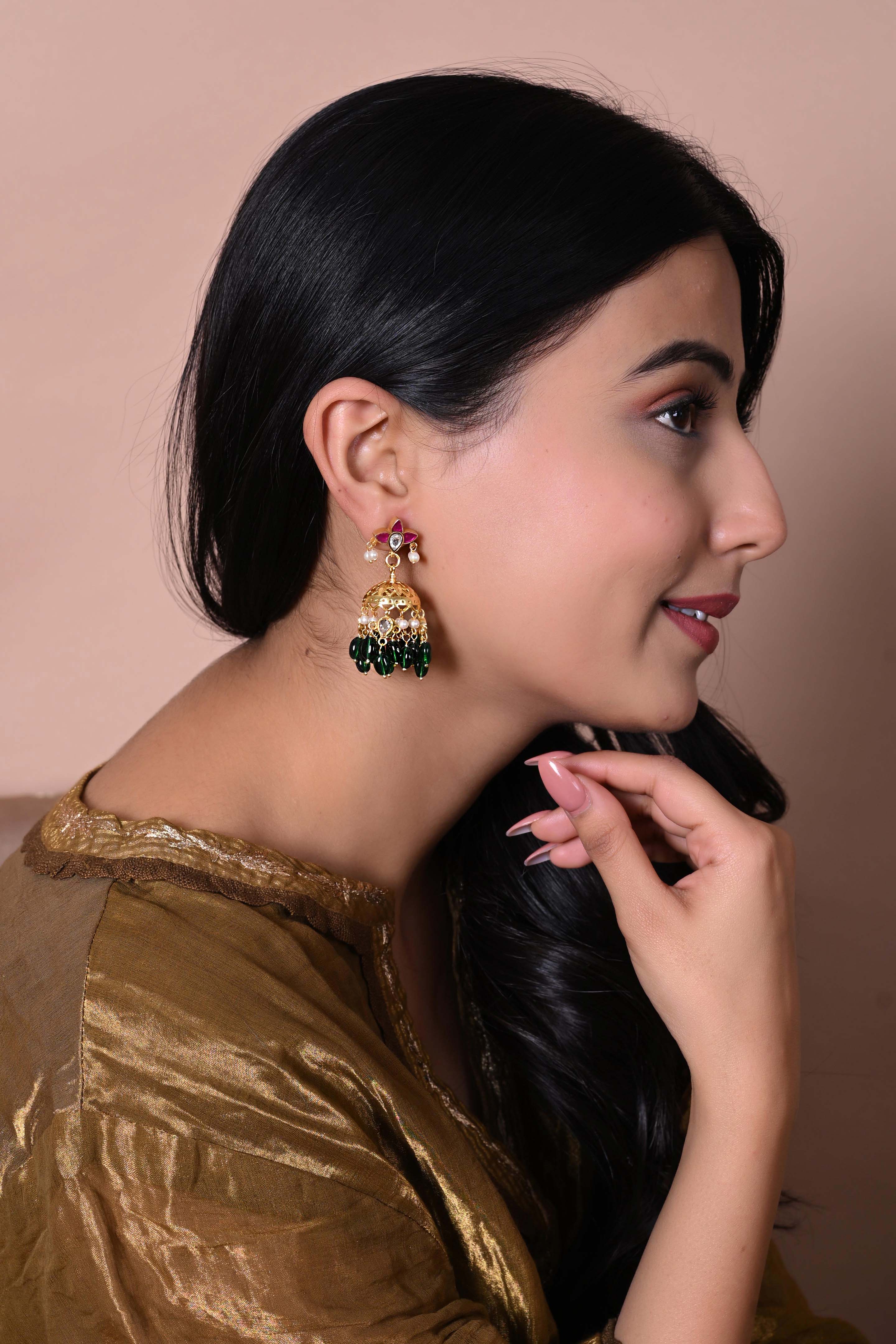 Jadau-Polki jhumka