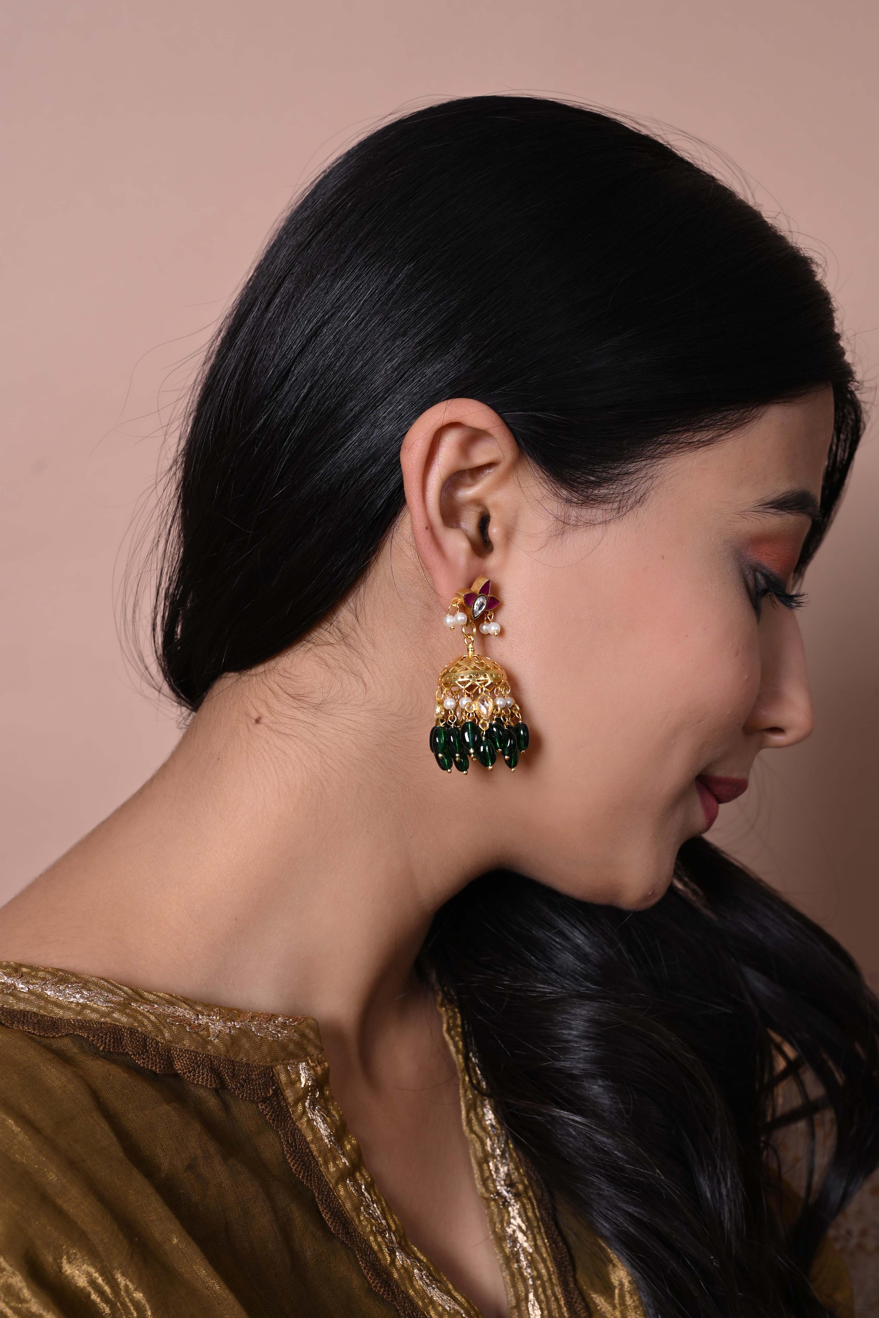 Jadau-Polki jhumka