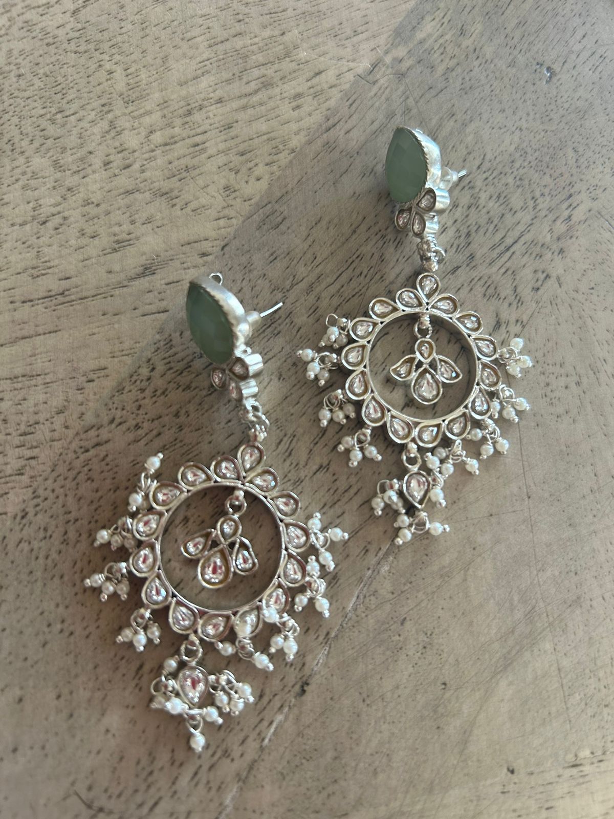 Sterling silver with faceted grapes aventurine, billor Polki and pearls