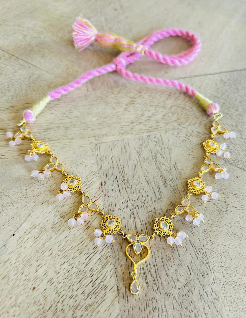 Suhana Gulabi choker, Sterling silver necklace with 1 micron 18 k gold plating
