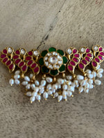 Load image into Gallery viewer, 92.5 silver choker,
String closure,
Billor Polki stones,
Jadau Stones and Fresh Water Pearls. 
