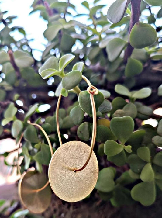 Silver gold plated disc earrings 
Hammered discs