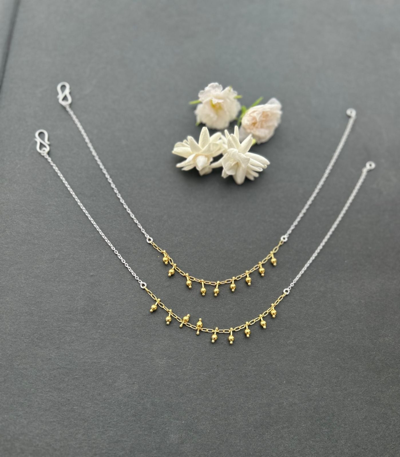 Dual tone Anklets, Silver-Gold plated. 