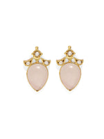 Load image into Gallery viewer, Rose quartz with pearl studs in 92.5 Sterling Silver

