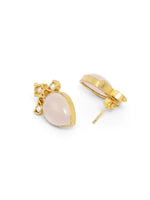 Load image into Gallery viewer, Rose quartz with pearl studs in 92.5 Sterling Silver
