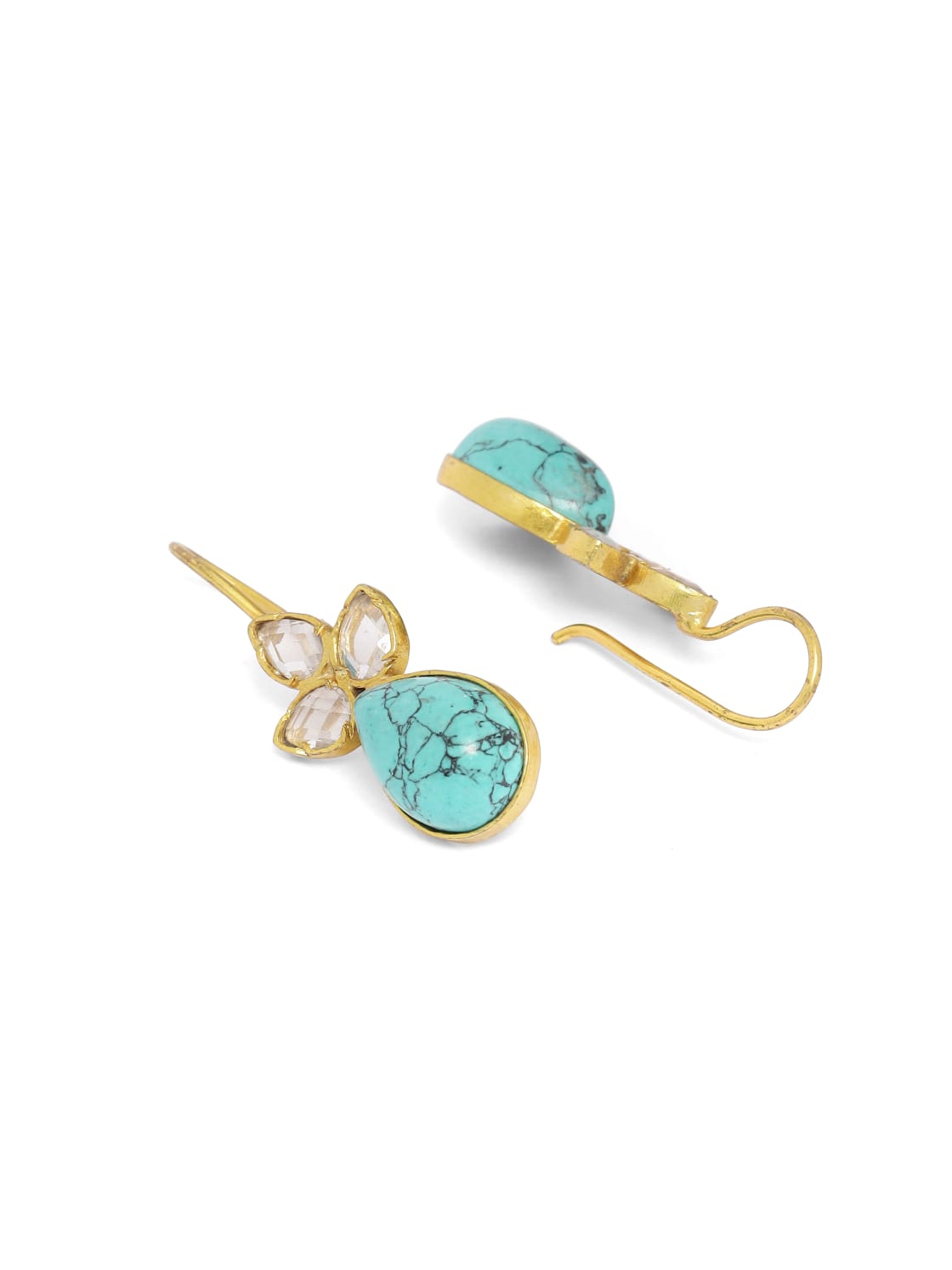 92.5 sterling silver Gold plated with terquoise with glass polki earrings