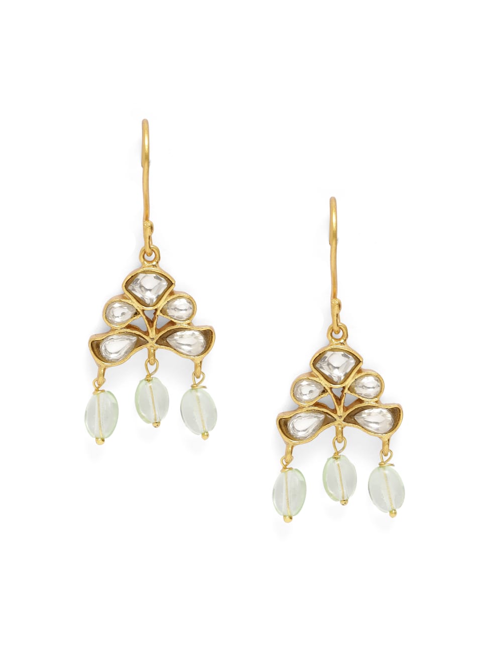 92.5 sterling silver gold plated polki earrings.