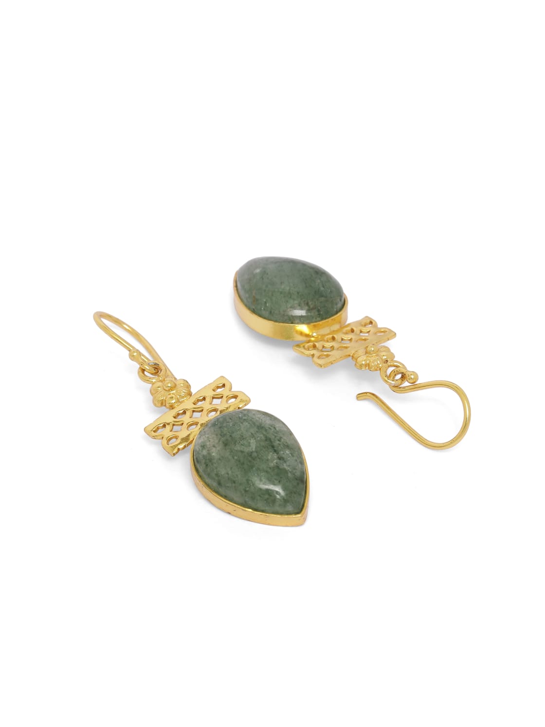 92.5 sterling silver gold plated hook earrings in Grapes Aventurine.