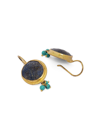 92.5 sterling Silver Gold plated with Lapis Lazuli and Turquoise earrings.
