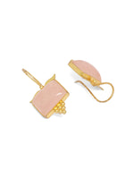Load image into Gallery viewer, 92.5 Gold plated rose Quartz hook earrings.
