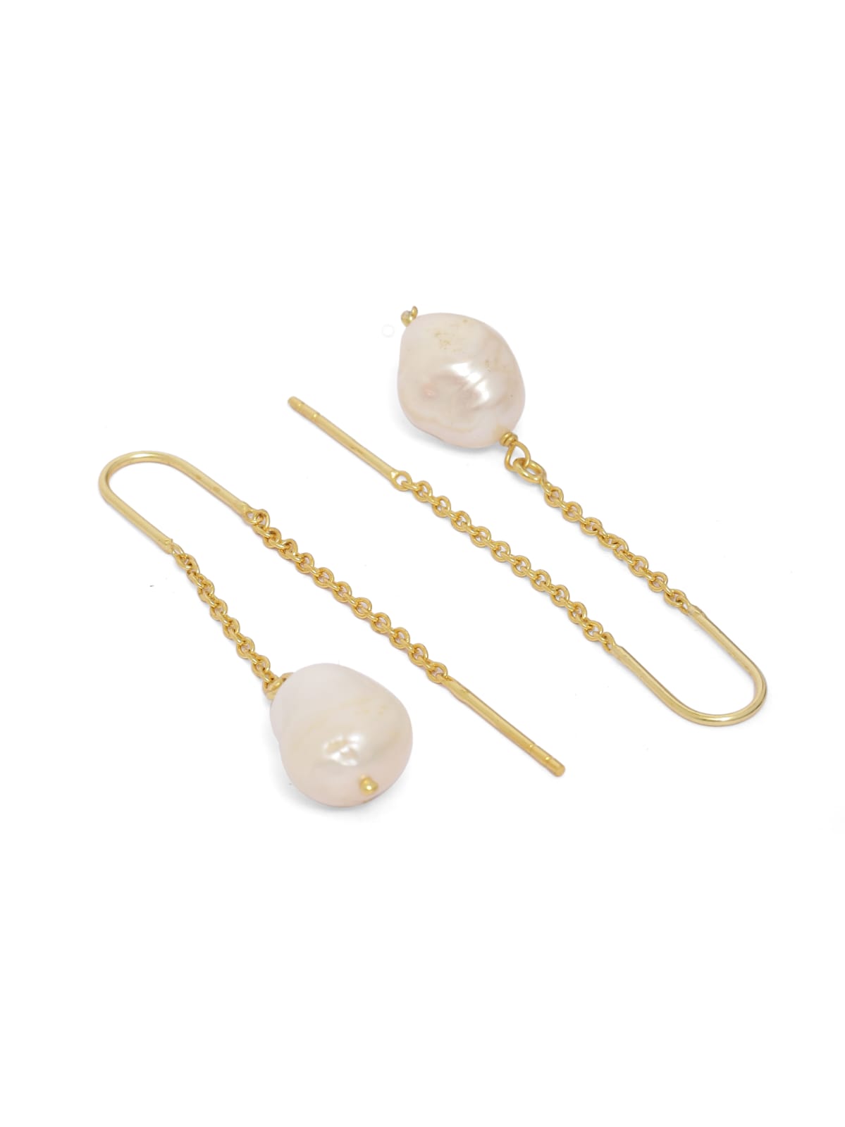 92.5 sterling Silver Gold plated Pearl threader earrings.