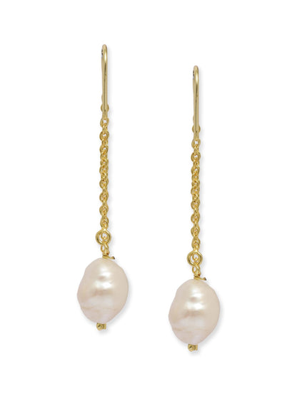 92.5 sterling Silver Gold plated Pearl threader earrings.
