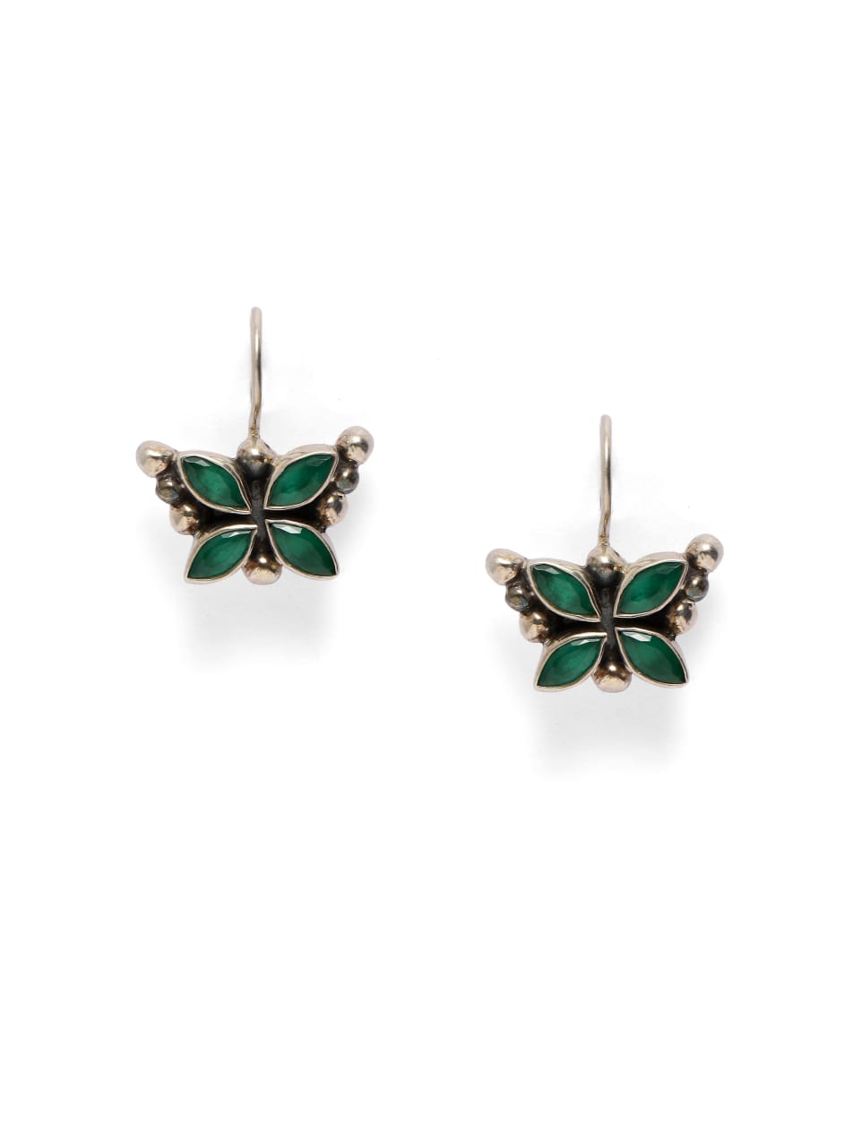 92.5 sterling Silver Zircon butterfly hook earrings.