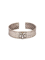 Load image into Gallery viewer, Adjustable Sitara bracelet with Polki stones in Sterling silver, jaali work.
