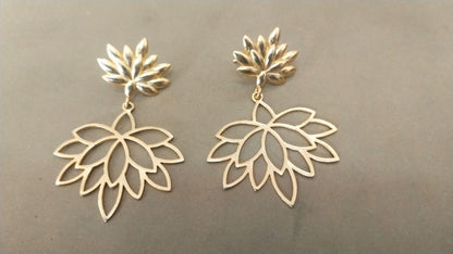 Inverted kamal earrings in Sterling silver with micron Gold plating.