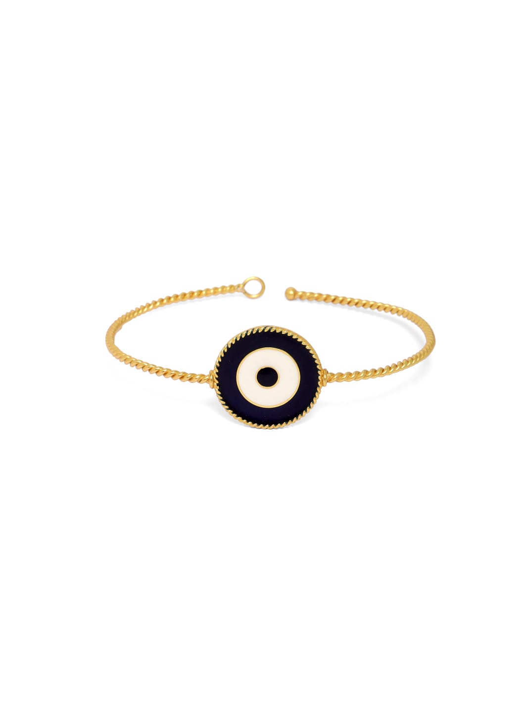 92.5 sterling silver gold plated Evil eye enamel bangle bracelet with twisted wire (adjustable).