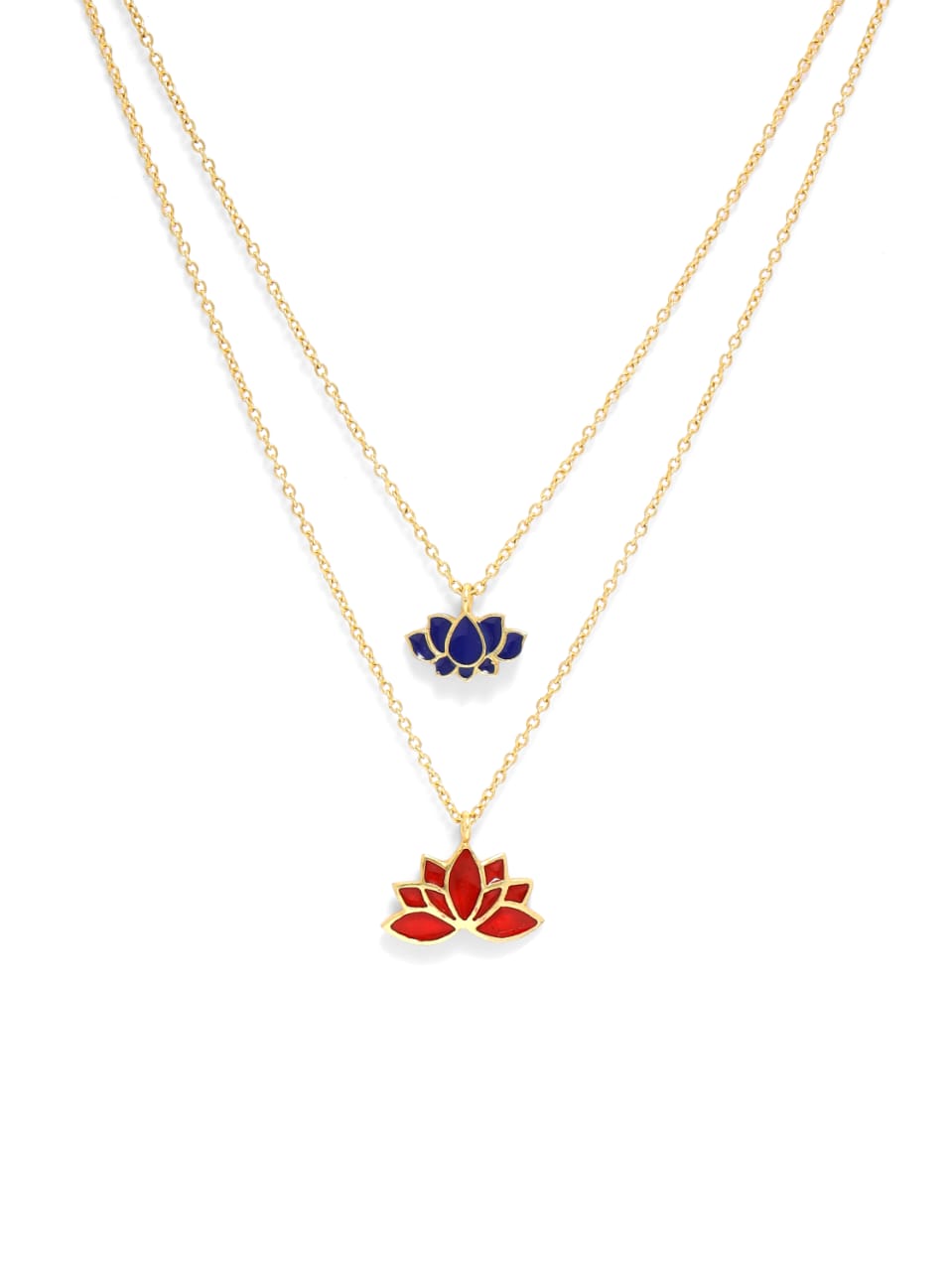 92.5 sterling Silver Gold plated double chain necklace with beautiful touches of enamel.