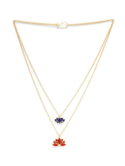 92.5 sterling Silver Gold plated double chain necklace with beautiful touches of enamel.
