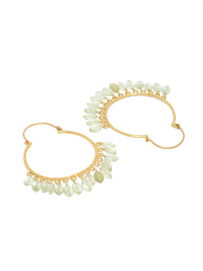 92.5 sterling Silver Gold plated grapes aventurine beads hoops earrings.