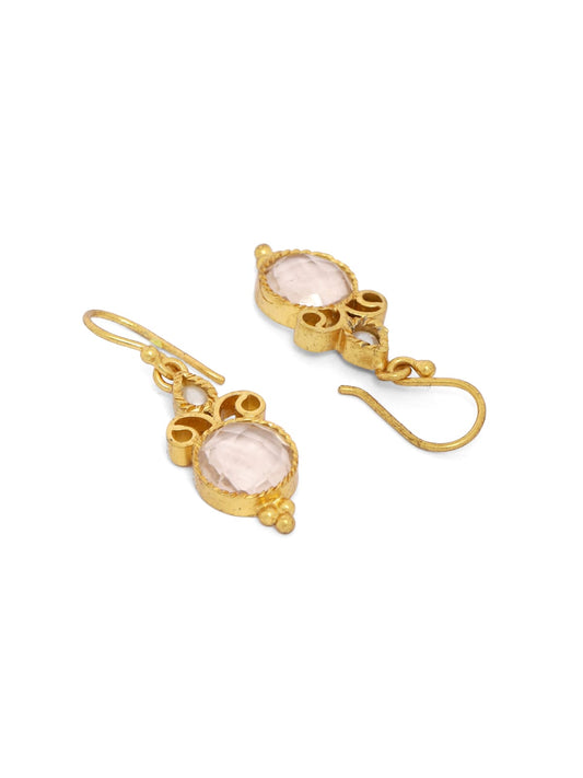 Rose Quartz with Pearl hook earrings.