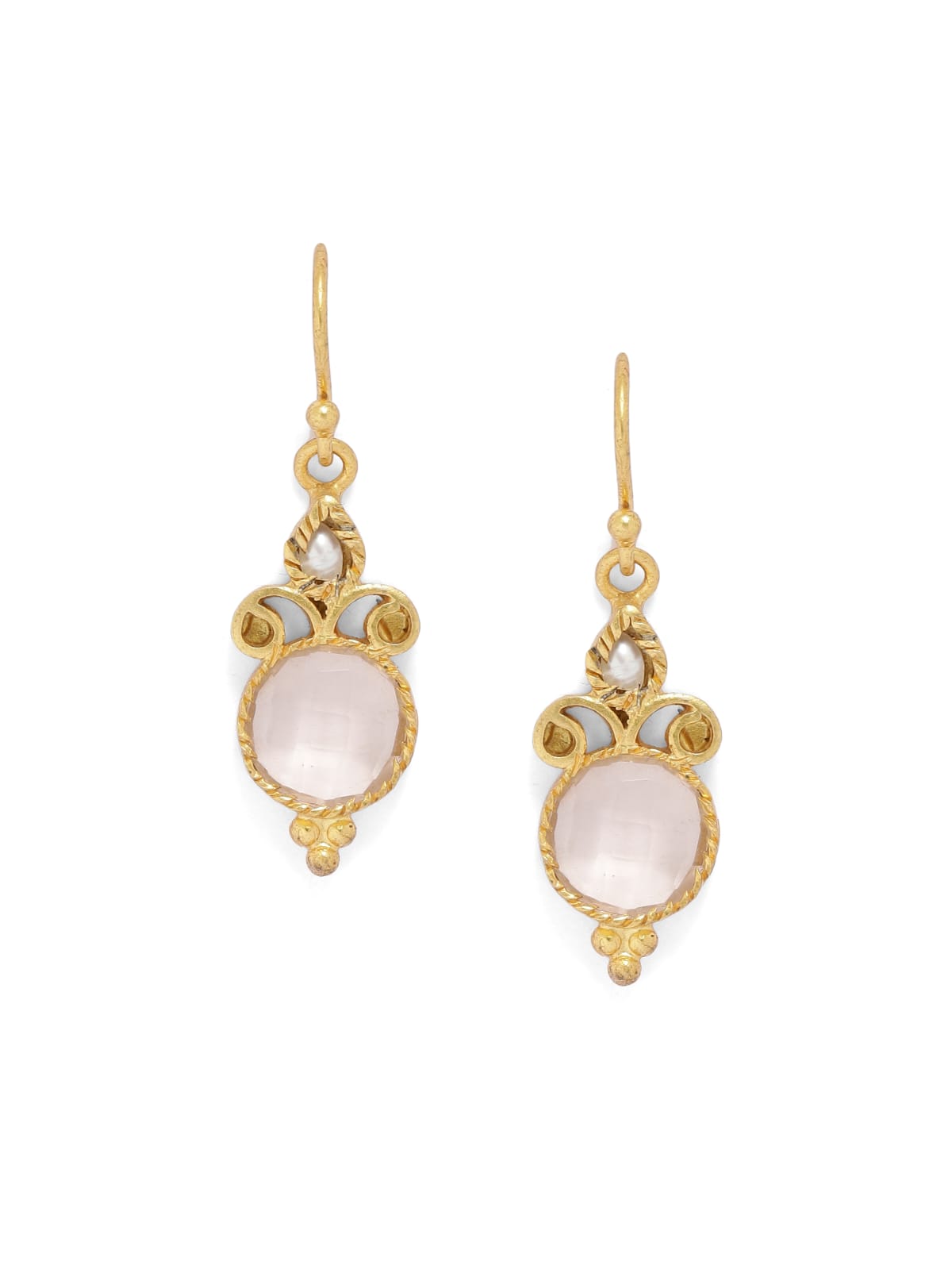 Rose Quartz with Pearl hook earrings.