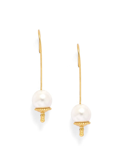 Pearl long hook earrings.