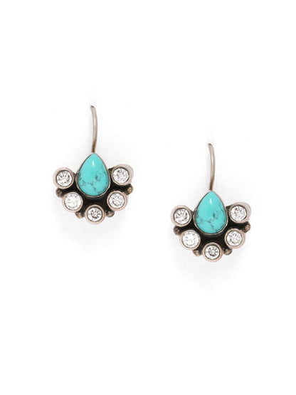 Sterling Silver earrings with Cubic Zirconia and Turquoise.