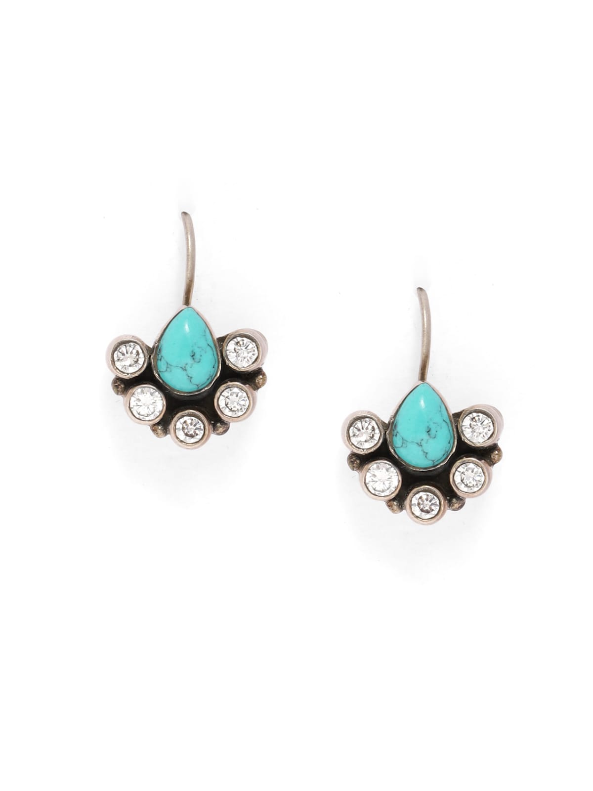 Sterling Silver earrings with Cubic Zirconia and Turquoise.